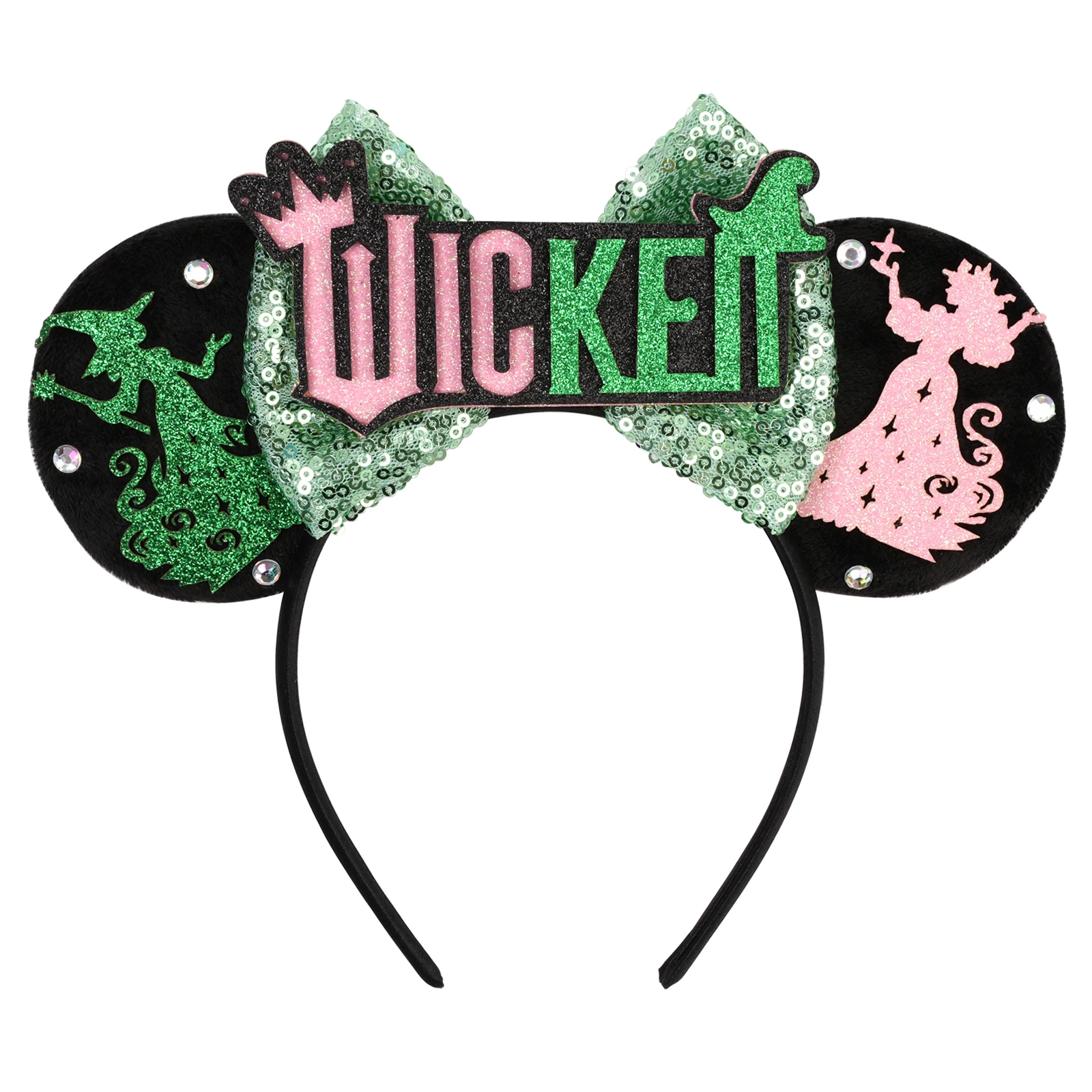 1pc Fun Halloween Hair Hoop Sparkle Bow Broom Decoration Girl Party Festival Theme Park Wear Gift Women Hair Accessories