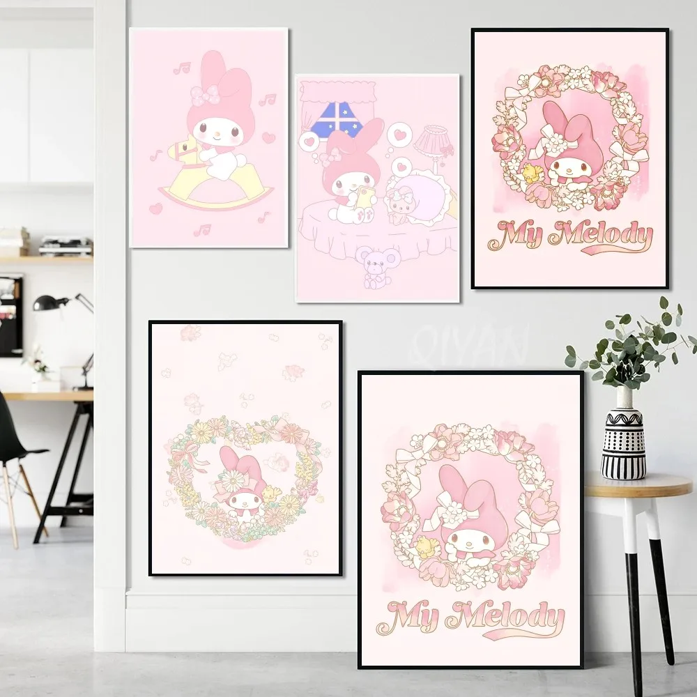 Kawaii Cartoon Cute Poster Paper Print Home Living Room Bedroom My-Melodys Entrance Bar Restaurant Cafe Art Painting Decoration