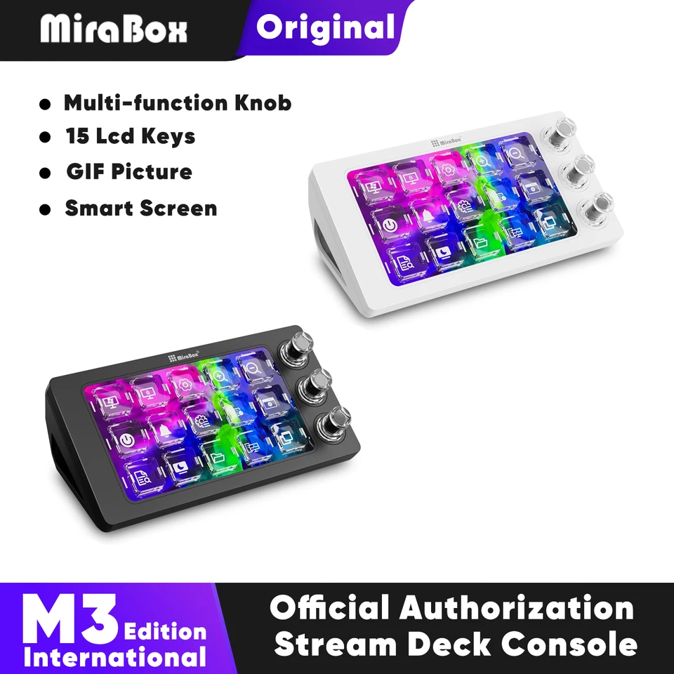 Mirabox Mbox M3 ストリームデッキ 15LCDボタン ライブコンソール ミニ