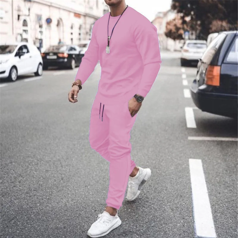 Hot Sales Mens Two-Piece Jogger Sports Suit Warm Autumn Winter Tracksuit Set with Running Sweatshirt And Sweatpants Men Clothing