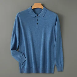 Pull en laine mérinos pour hommes, pull à col polo, tricots en cachemire, chemises décontractées pour hommes, Y-Warm, doux, automne, hiver, nouveau