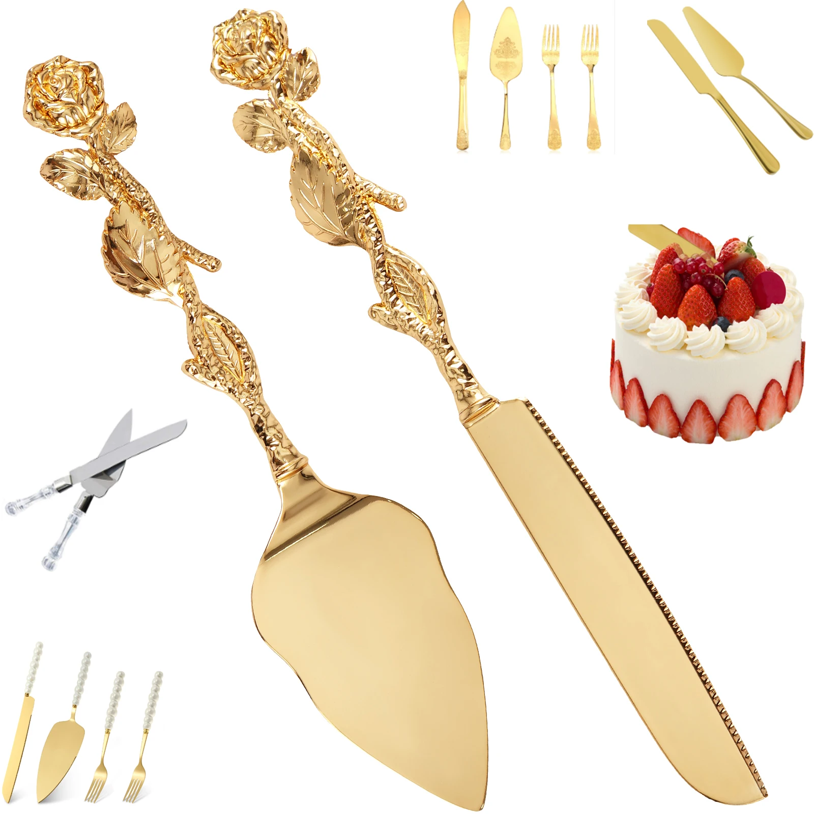 Cuchillo para pastel, pala, cortador para servir pastel, Kit de vajilla para boda, suministros para fiesta de cumpleaños, herramientas de corte de pasteles de aniversario