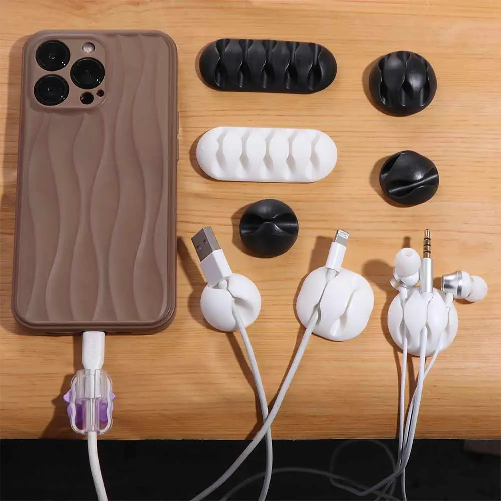 5 Holes/1 Hole/3 Holes Cable Organizer Multifunctional Wire Organizer Cable Holder TPR Silicone Cord Clips Desktop Storage