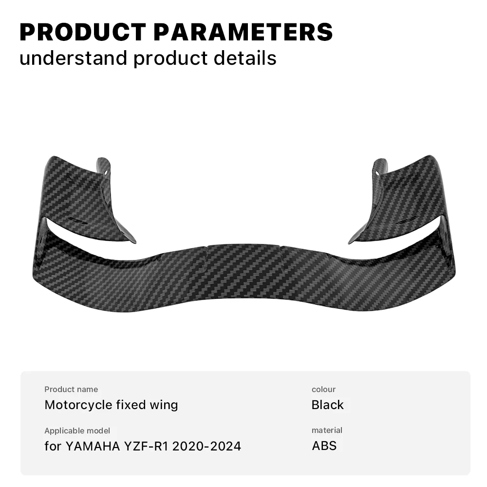 For Yamaha R1 R1M 2020-2024 NEW Winglets Spoiler Carbon GP Wings Front Fairing Fixed wing Downforce Moto Parts ABS Installed