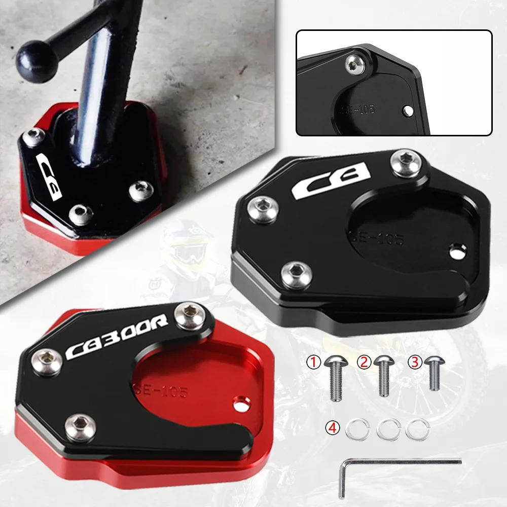 

2025 For Honda CB300R 2018-2024 Motorcycle CNC Kickstand Foot Side Stand Extension Pad Support Plate Enlarge Stand CB 300R LOGO