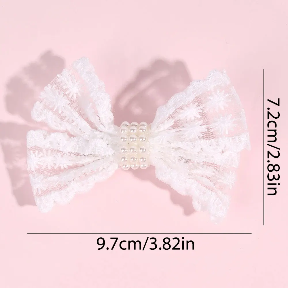 2Pcs White Lace Bows Hair Clip For Girl Sweet Princess Pearl Hairpin korean Lovely Hair Girl Accessories Kids Barrettes Headwear