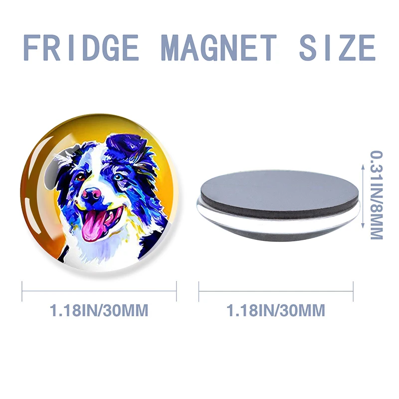 Refrigerator Magnet Colorful Puppy Glass Decorative Magnet 30MM Kitchen Refrigerator Stickers Whiteboard Notes Fixed