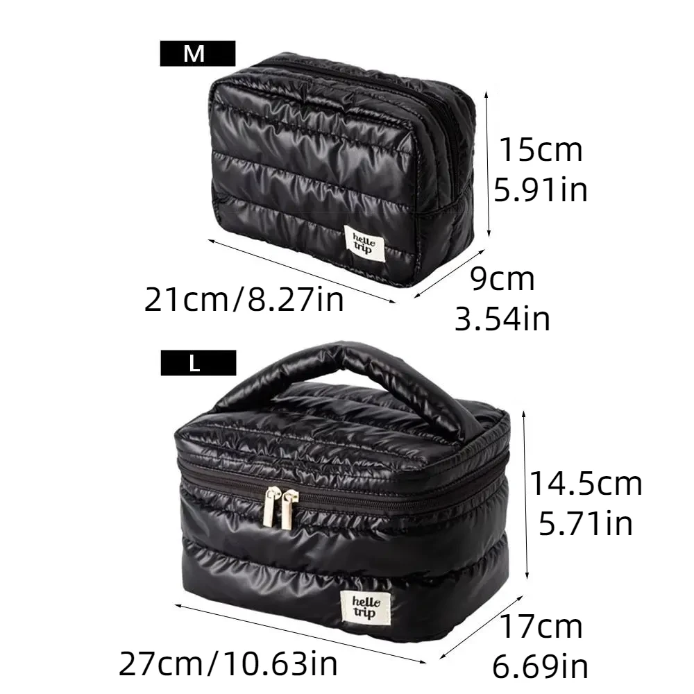 Large Capacity Quilting Cotton Makeup Bag Waterproof Shock Resistance Portable Cosmetics Storage Bag Square INS