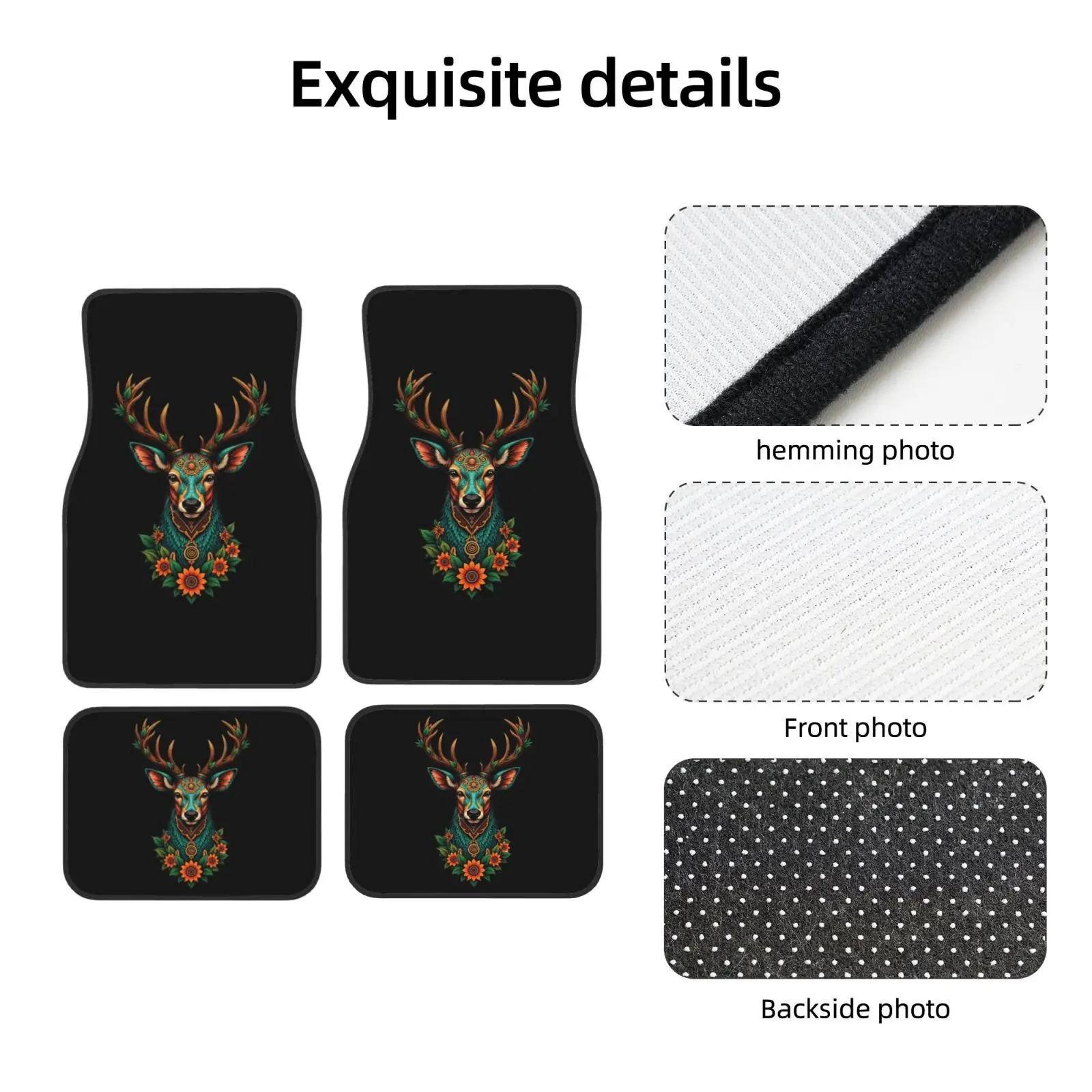 Forest and Deer Pattern Print Car Floor Mats Non-Slip Carpets Rugs Front Rear Car Foot Mats Set of 4 Pcs Auto Accessories Decor - view 4