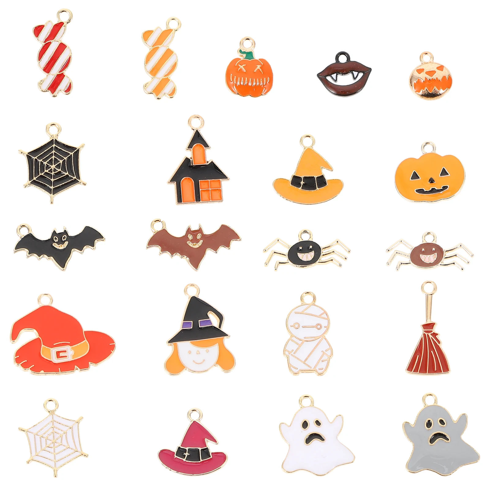 

21 Pcs Ghost Pumpkin Pendant Ornaments Jewelry Making Materials Outdoor Alloy Halloween Pendants Charms Funny Necklace Pendent