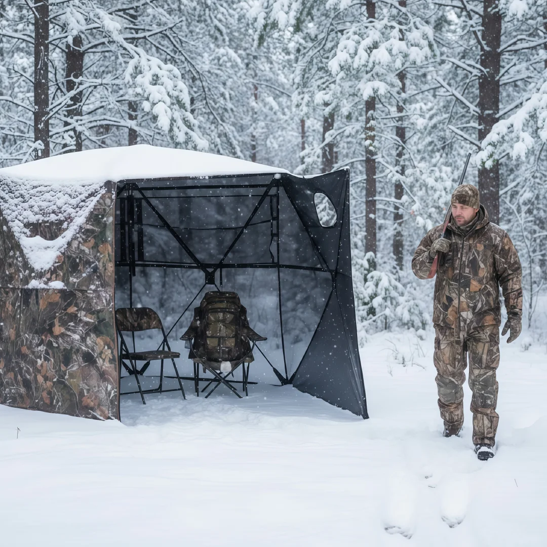 

Camouflage Pop-Up Hunting Blind Easy Setup Ground Shelter Outdoor Camo Blind with Storage for Deer Turkey Duck Archery Season