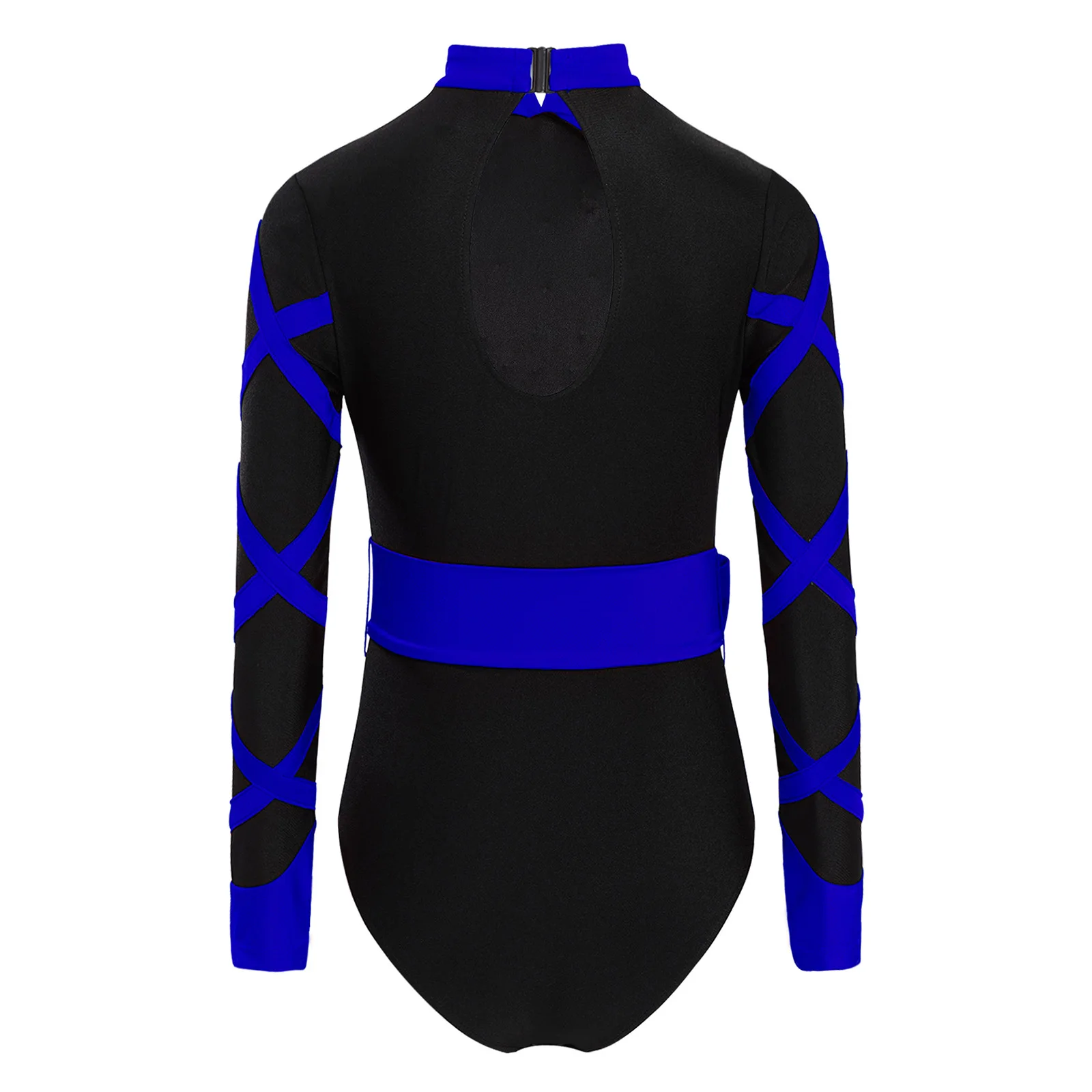 Crianças meninas estilo chinês ginástica collant nó botão gola mandarim manga longa strass cor bloco dança unitard + cinto