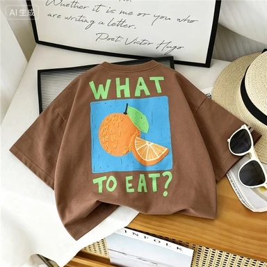Summer Boys And Girls Fashion Round Neck Short Sleeve Top Summer Cartoon Printed Fruit Children's T-shirt Clothing