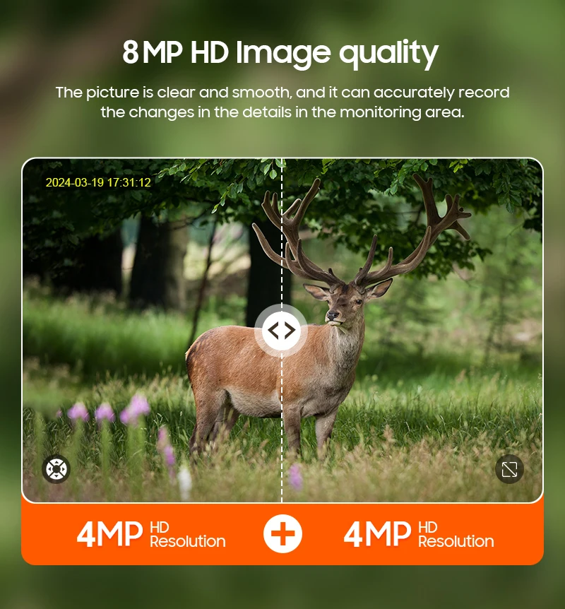 INQMGA Ubox 8MP 12X 4G SIM Solar Security Camera Outdoor Surveillance Camera Camera Color Night Vision Human/Animal Detection