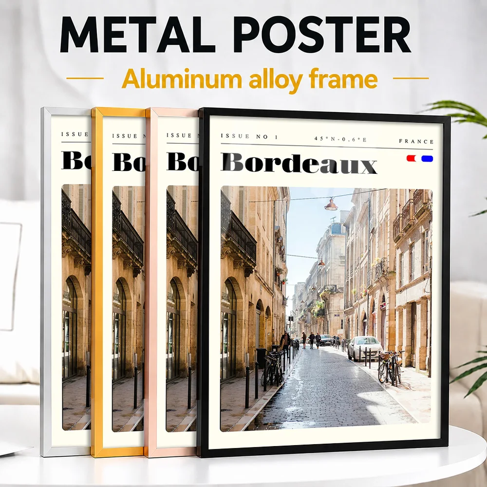 Bordeaux France Cityscape Metal Poster With Aluminum Alloy Frame Personalized Scenic Tribute Wall Art For Office Traveler Gift