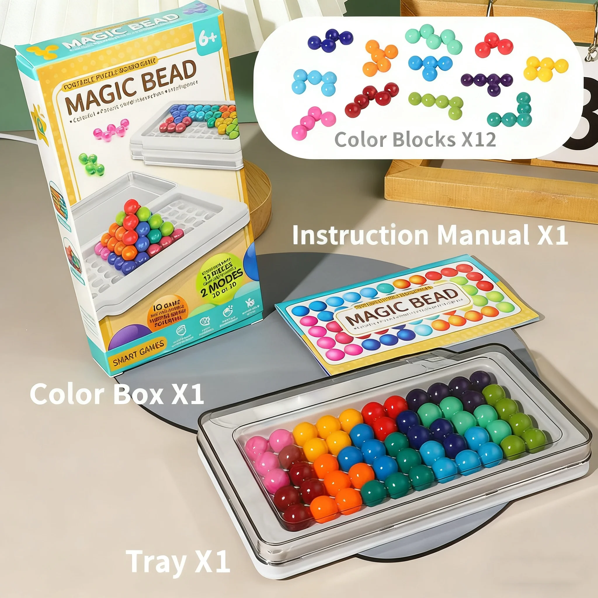 40 Wyzwań 12 Elementów Klocki Dla Dzieci Gra Planszowa 2D 3D IQ Zabawka Intelektualna Magiczne Koraliki, Gra Piramida Rozumowanie Kolorowa Układanka