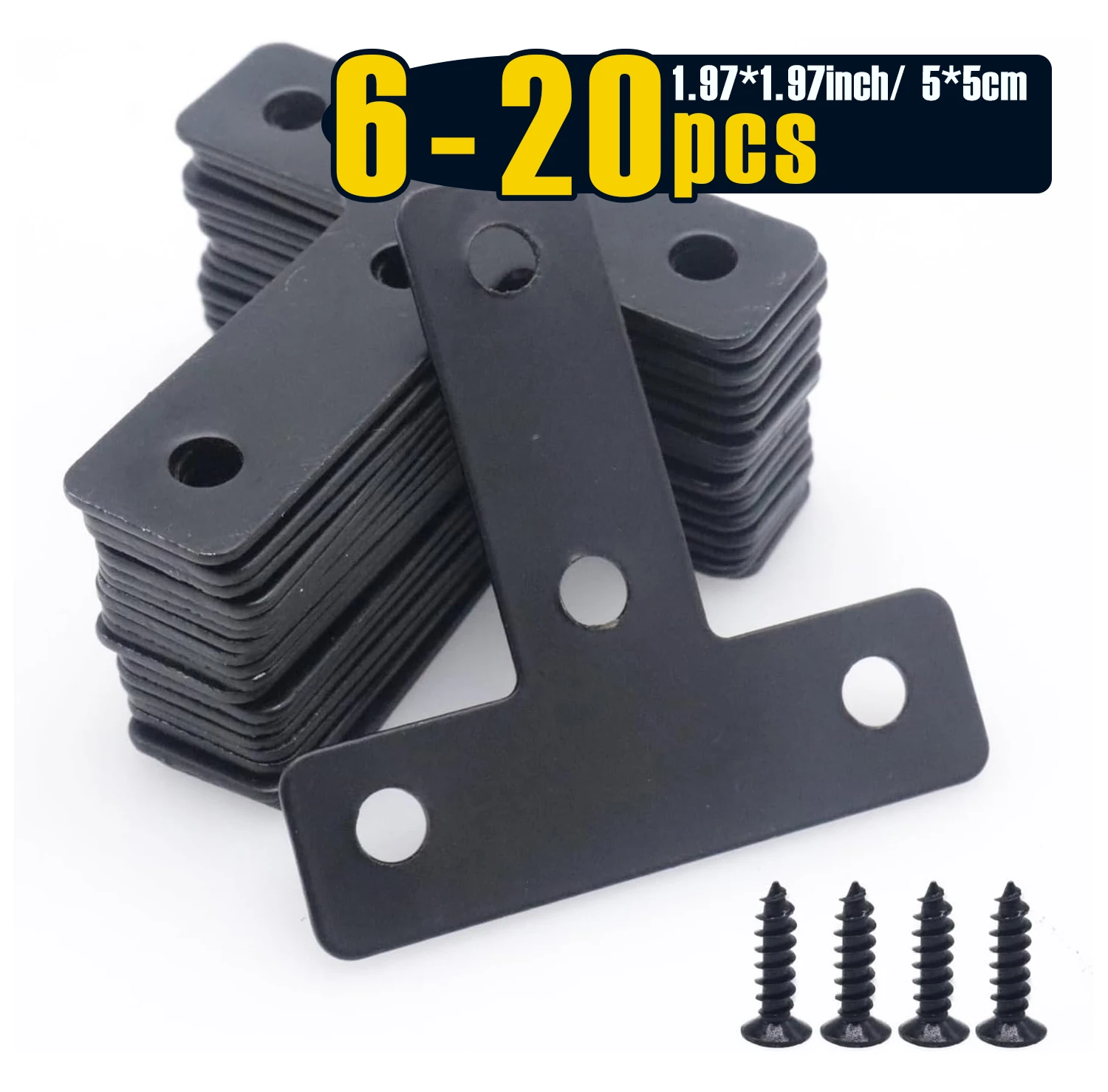 Soporte de esquina con soportes de forma plana en T de 50mm, soportes de esquina decorativos, placa de reparación, soporte en forma de T para muebles de madera, 6-20 piezas