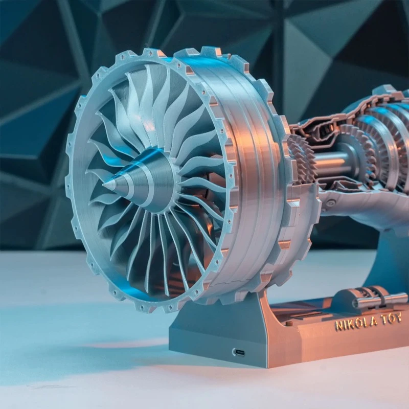 Aircraft Turbofan Engine Model PLA Continuously Variable Transmission Battery Powered Turbofan Engine Desktop Toy