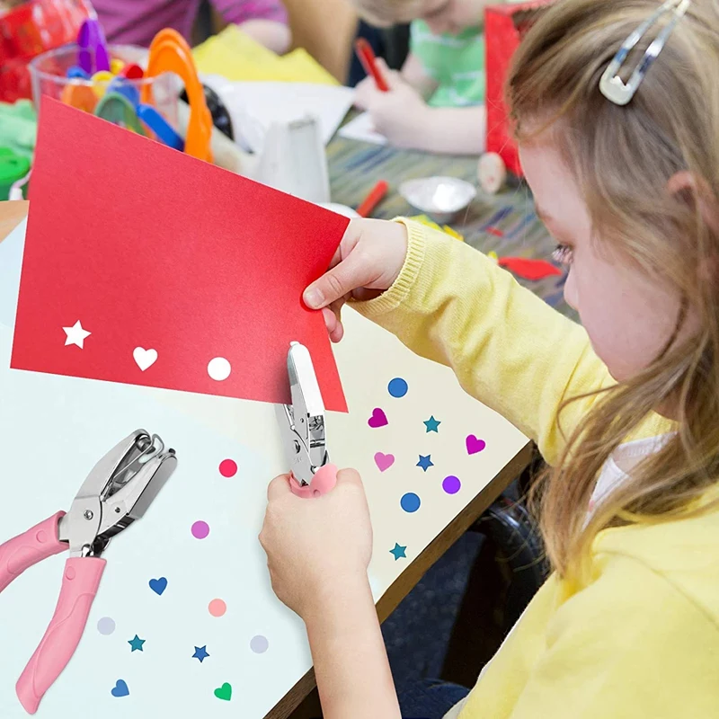 3 قطعة اليد لكمة المعادن ثقب واحد خرامة الورق الصغيرة الصغيرة ثقب صغير الناخس دائرة ستار القلب ثقب خرامة الورق