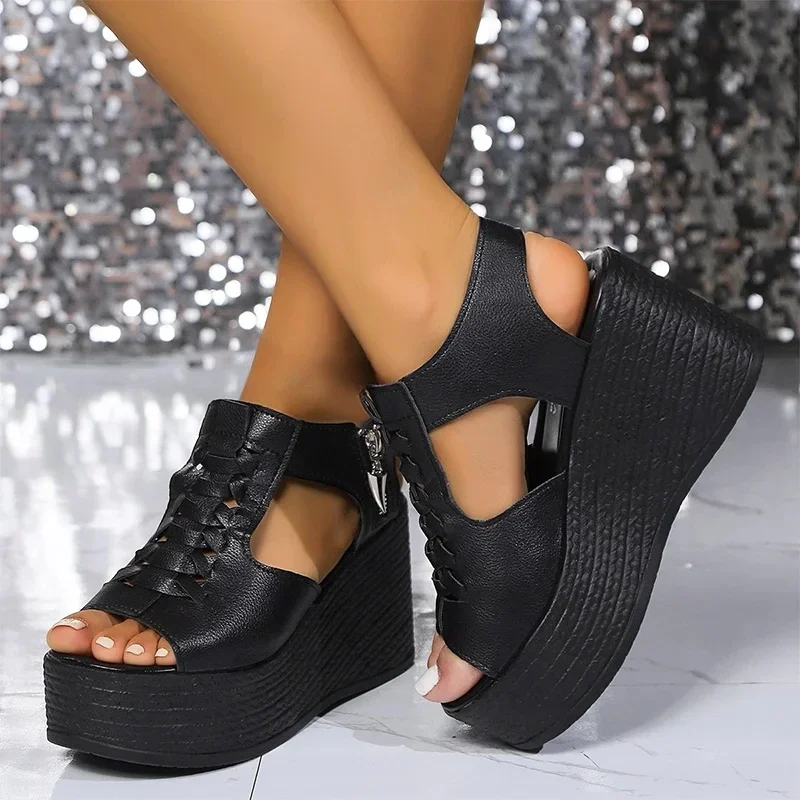 Wedges Platform Sandals Women Sexy High Heels Shoes 2024 Summer Designer Peep Toe Shoes Walking Open Toe Femme tosPumps