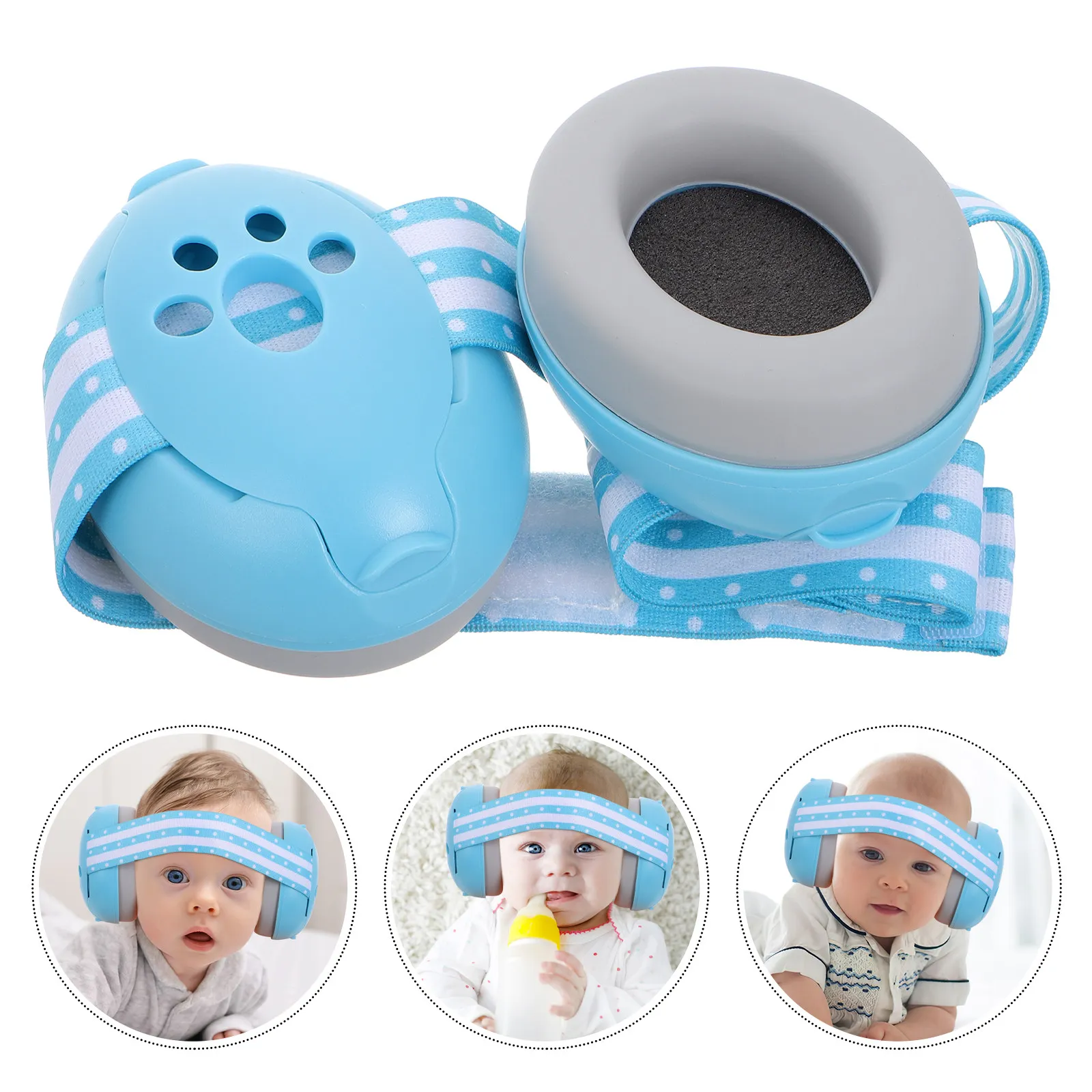 Baby Ear Muffs Noise Protection Adjustable Infant Headphones Soft Comfortable Sky Blue for Sleep Travel Toddler Ear Protection