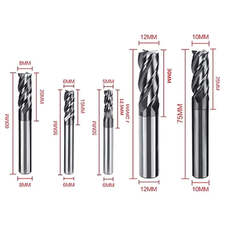 

Фрезы концевые квадратные с ЧПУ, 8 шт., 2-12 мм, из карбида вольфрама, прямые, для фрезерования, набор инструментов