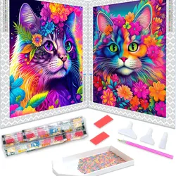 5D DIY Diamond Painting Flower Cat Full Square Round Drill Embroidery Colorful Animal Diamond Mosaic Picture Home Decor