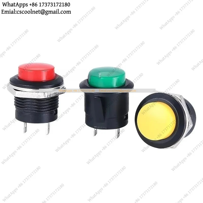 100pcs 16mm Momentary Push Button Switch 6A 125VAC 3A 250VAC Round Switch R13-507 Black Red Green White Blue Yellow