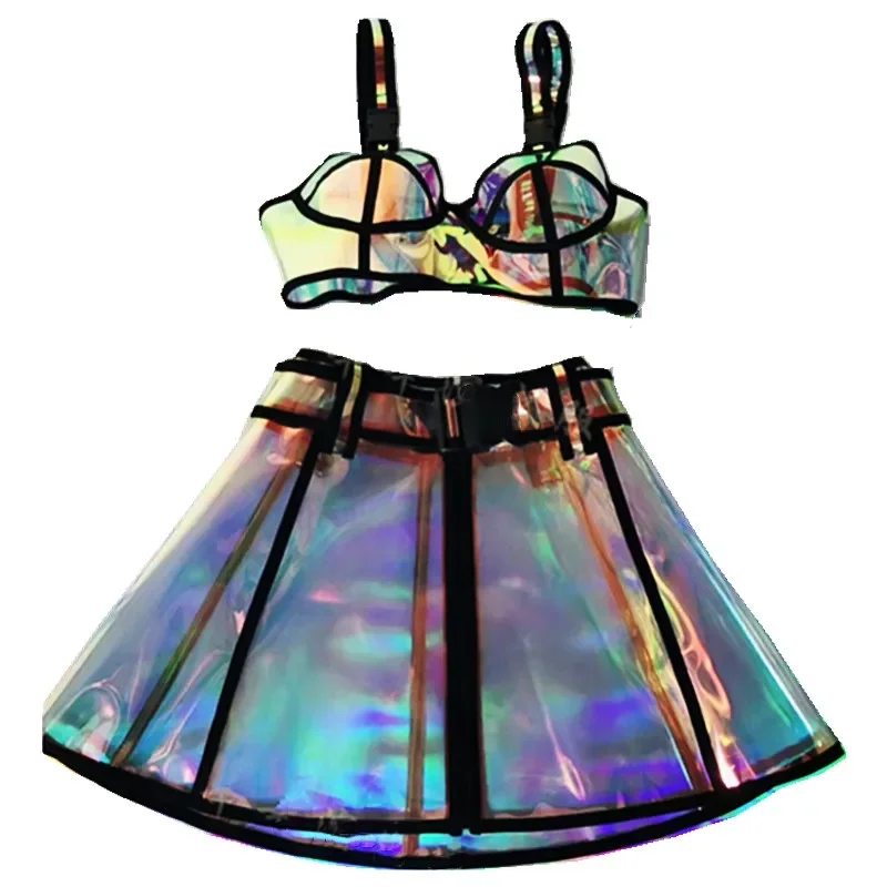 Reflektierende Laser Gogo Dance Kostüm Sexy Frauen Nachtclub Tänzer Rave Outfits Bar Club Party DJ Sänger Leistung Bühne Tragen