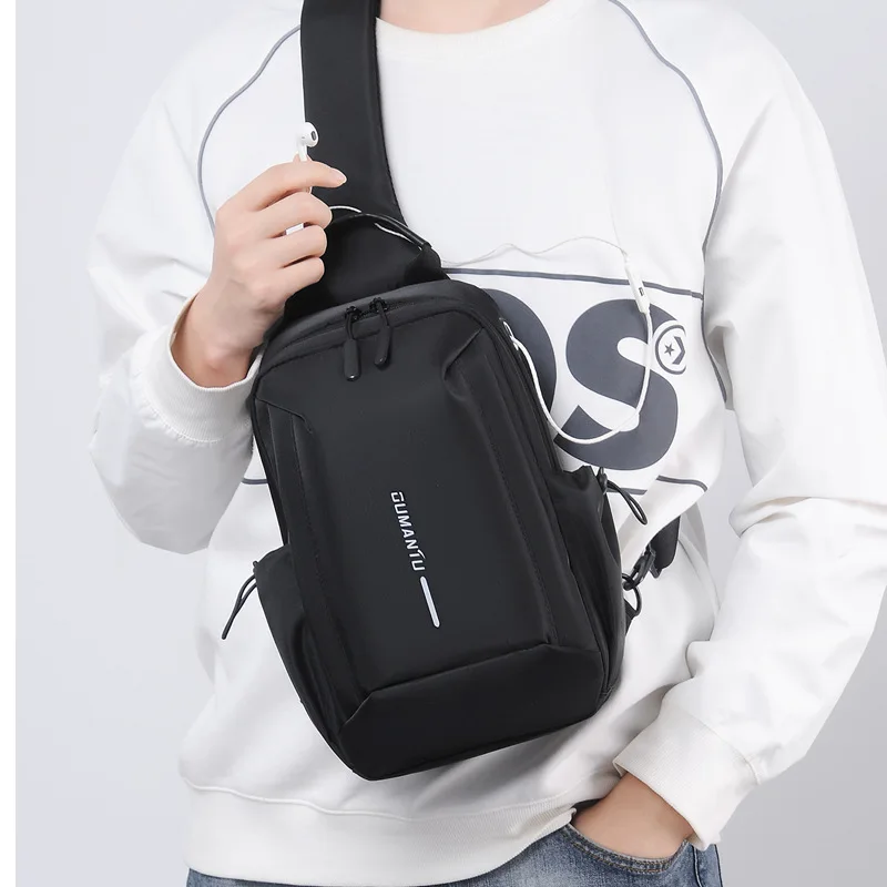 Men's Chest Bag Crossbody Sling Bag Small Handbag for Men Waterproof Shoulder Moto Biker Shoulder Bags Black New Fashion Bag