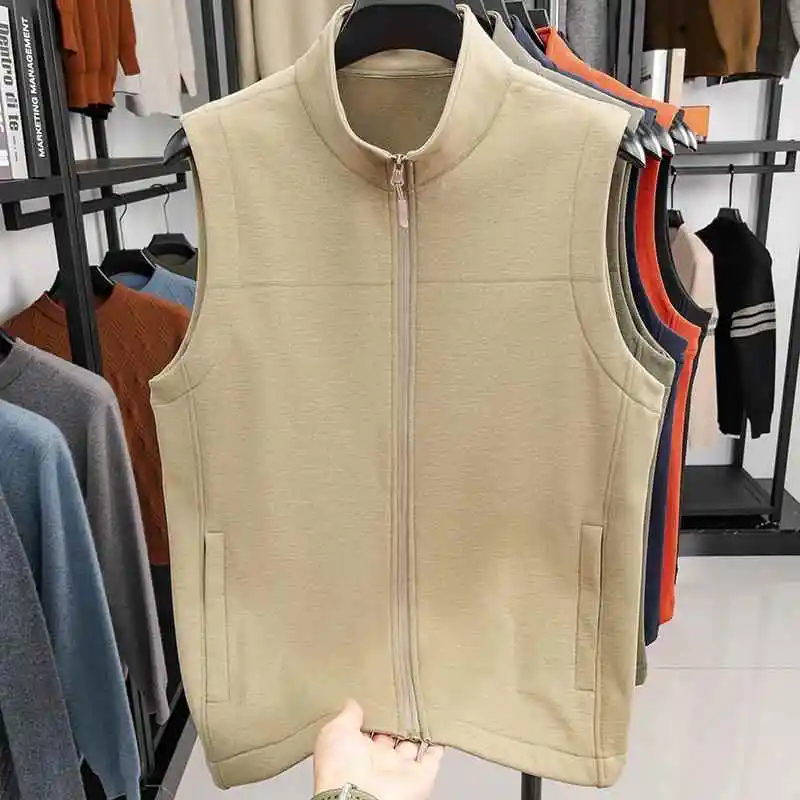 

Чистый цветной мужской жилет Fce, осенне-зимний свободный топ с застежкой-молнией, повседневный воротник-стойка, другие сценарии