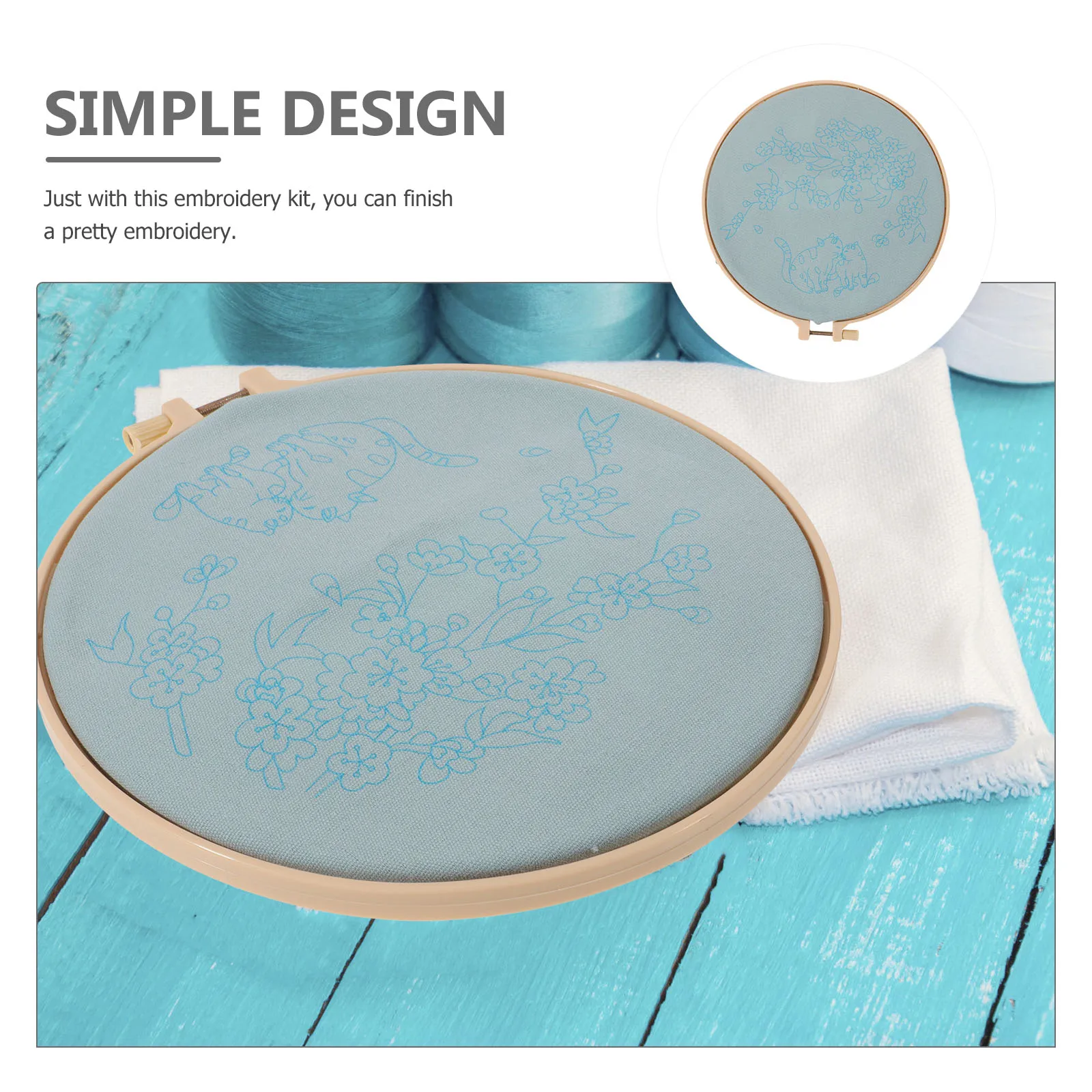 

1 Set Embroidery Kit For Diy Art Craft Beginner Adults Cross Stitching Supplies Hoop Thread Floss Handmade Sewing Starter Kit