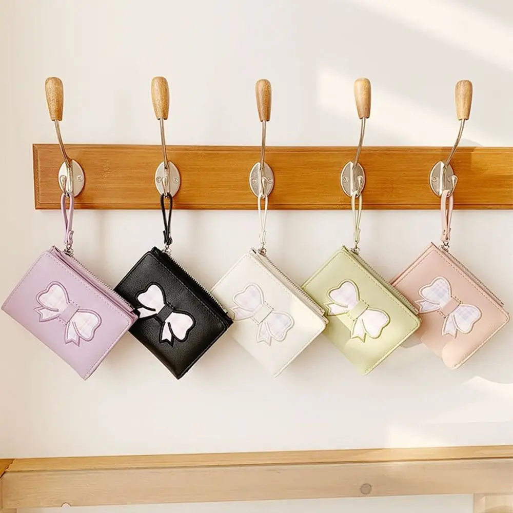 

Fashion Short Women's Wallet Heart Bow Fold Wallet Hasp PU Leather Clutch Purse Student