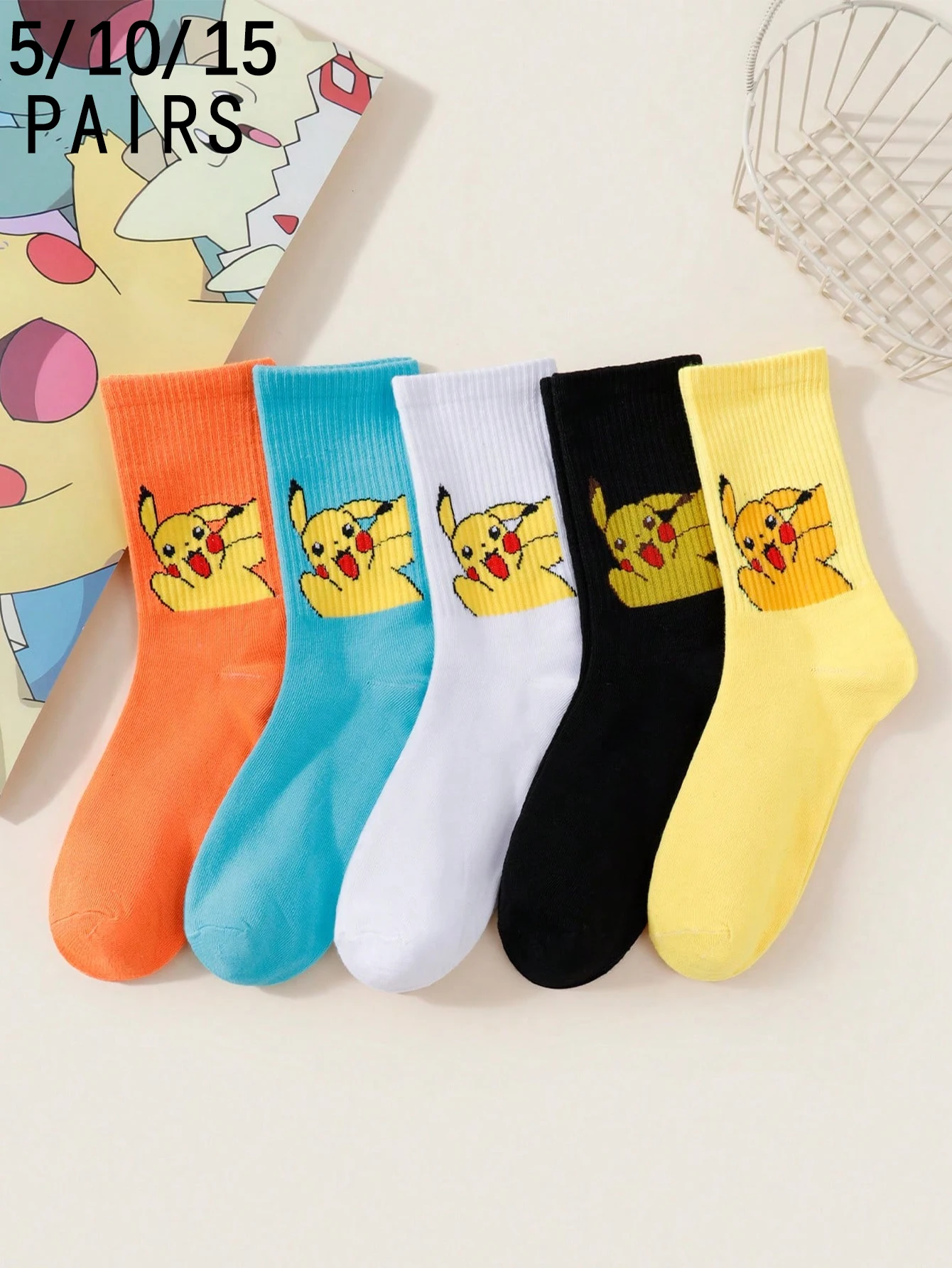 5-10-15-pares-de-miniso-novo-pok-e-mon-padrao-dos-desenhos-animados-pikachu-respiravel-absorvente-casual-feminino-meados-de-bezerro-meias