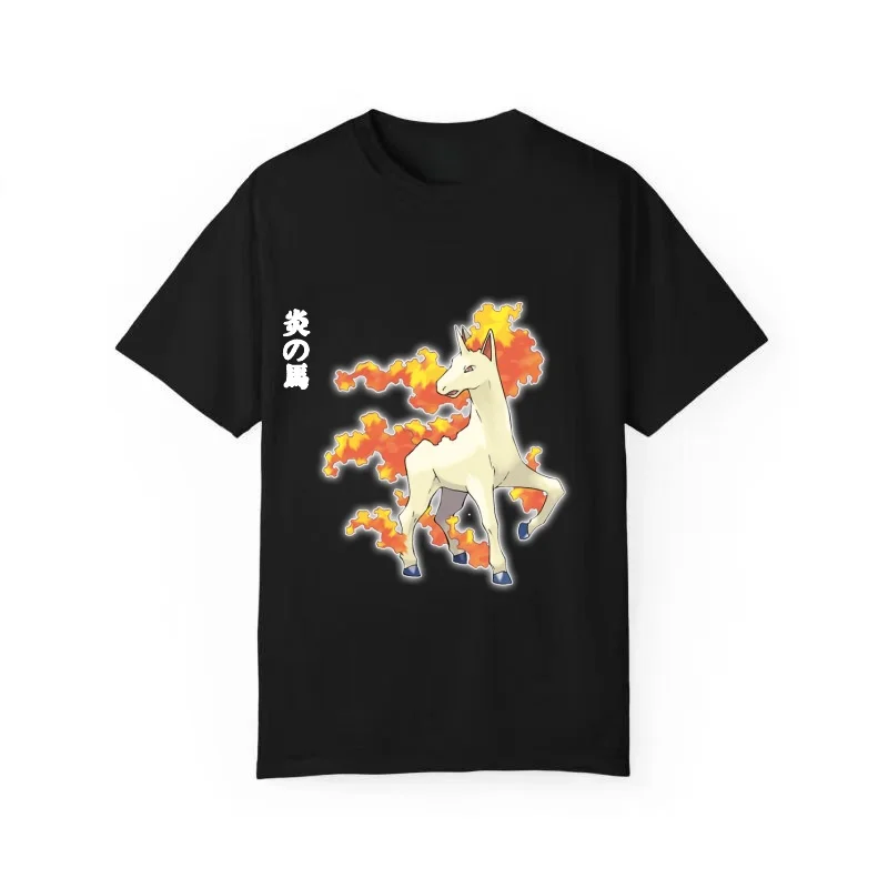 ブレイズホースポケモン-tシャツ、ユニセックス、メンズトップス、原宿-y2k-スタイル、2026-年夏の新しいストリートウェア。