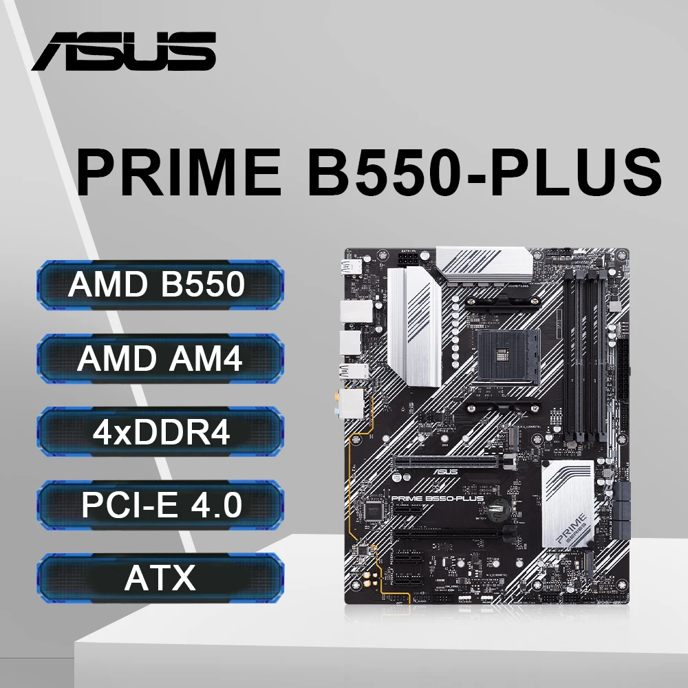 اللوحة الأم ASUS PRIME B550-PLUS تدعم Ryzen 7 5800x 5700x 5700x3D 5600G PRO 4750G CPU DDR4 PCIe 4.0 ATX AM4 اللوحة الأم
