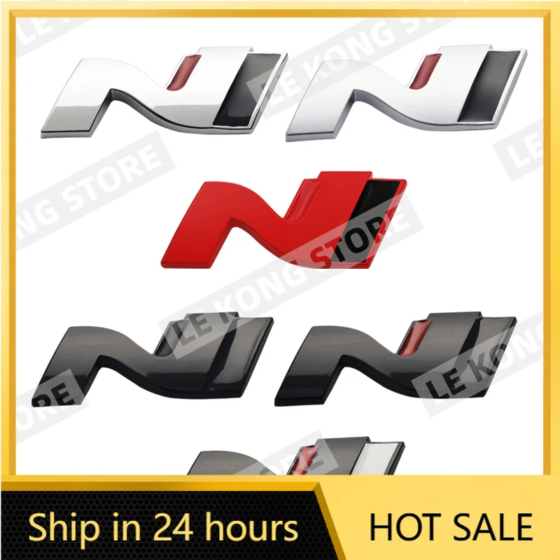 N Performance Badge Emblem Front Hood Grille Sticker Decal For Hyundai Sonata Elantra Veloster I20 I30 I10 I40 Metal Car Styling