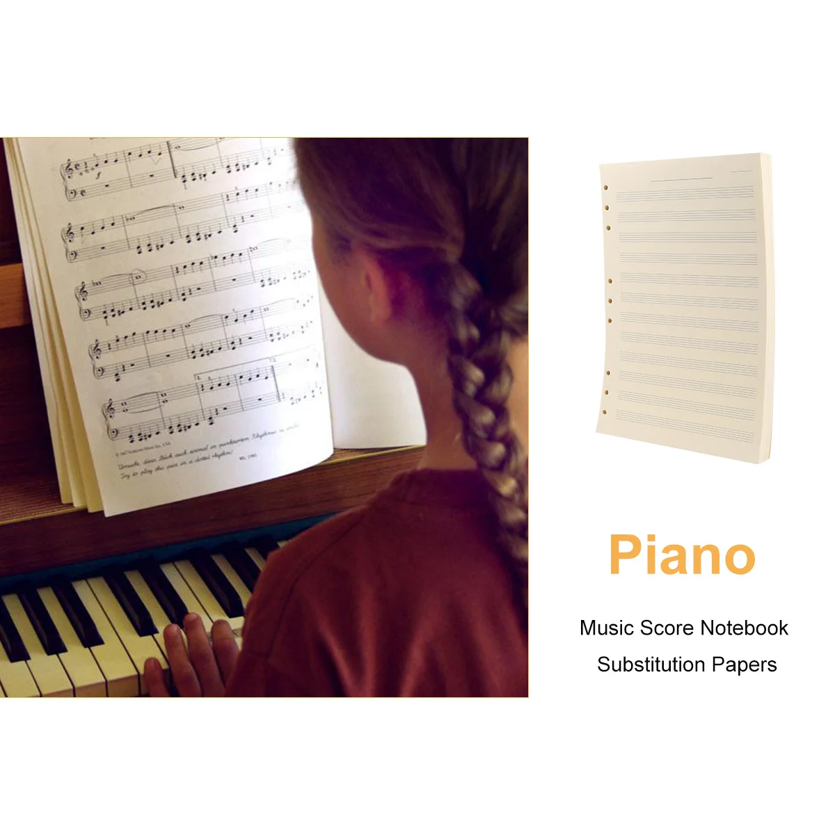 ورق الموظفين بخمسة خطوط 2 مم 12 صفًا كتابة سلسة بدون تنزف سهل المسح مخطوطة الموسيقى الفارغة إعادة تعبئة دفتر الملاحظات لـ #2