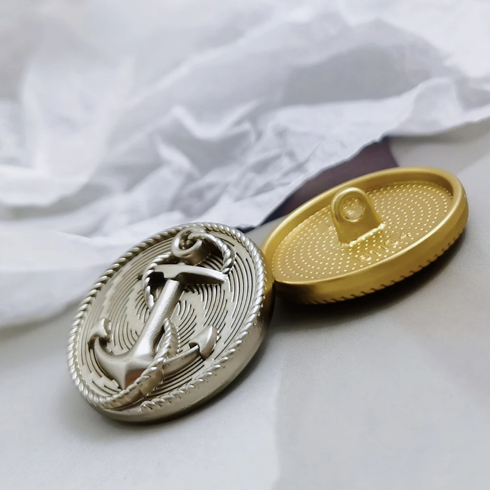 10 Pieces/set Vintage Anchor Stripe Design Metal Buttons Elegant Suit Jacket Knitwear Sweater Coat Round Decorative Buttons