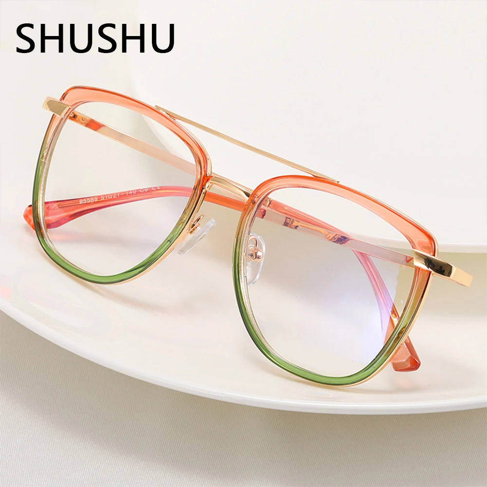 

NEW Double Bridge Square Anti-blue Light Glasses Women Men Vintage Colorful Computer Glasses Oversize Optical Glasses