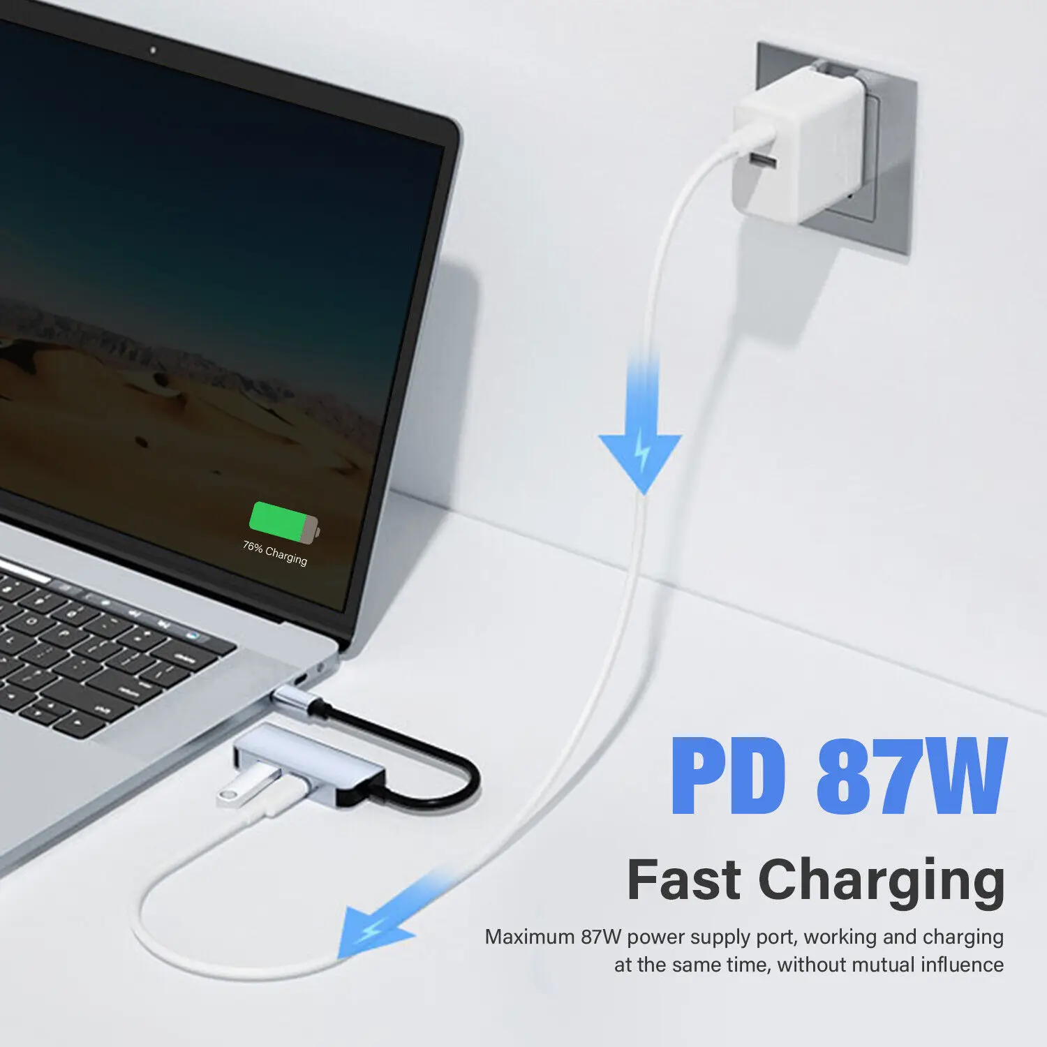 USB C к HDMI многопортовый адаптер Тип C концентратор Thunderbolt 3 выхода USB 3,0 порт зарядки 100 Вт Galaxy MacBook iphone15 ipad