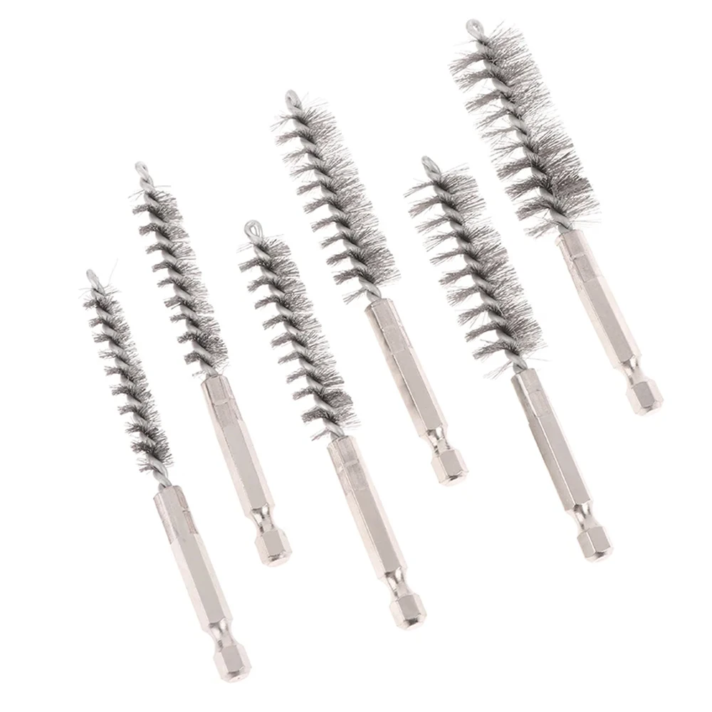 

6Pcs Stainless Steel Cleaning Brush Set Rust Polishing Tools ，Hex Bar Twisted Wire Hole Brush for Power Drill Impact Driver