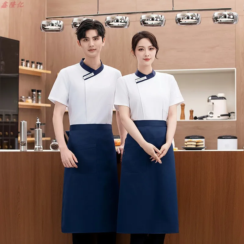 

Western Restaurant Steakhouse Asymmetric Collar Chef Jacket Short Sleeve Catering Hotel Restaurant Canteen Work Uniform Thin Bre