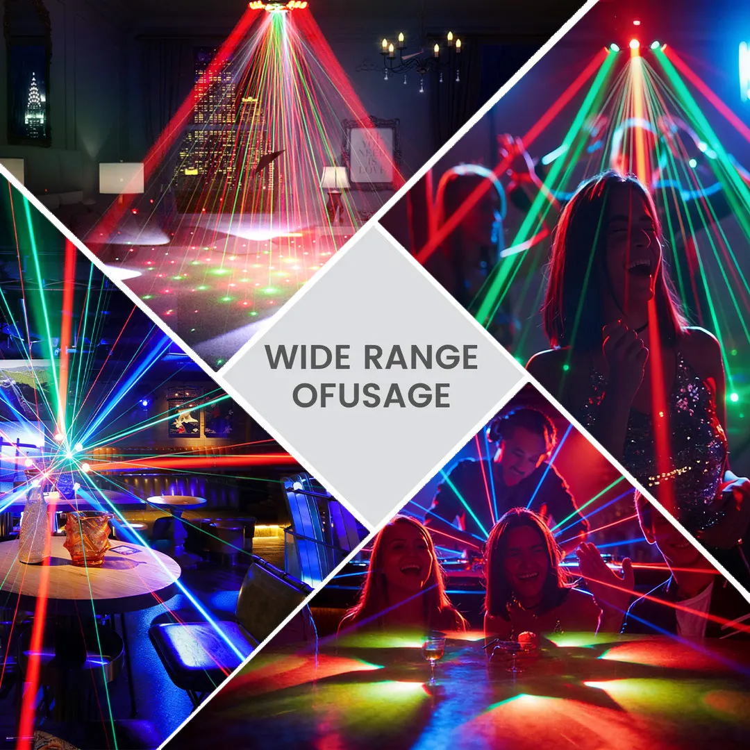 Mini Sechsarmiges DJ-Licht 80W RGBW Laser Schallaktivierte DMX512 Bühnenbeleuchtung für Party Club Disco Hochzeit Weihnachten Bar – Detail 10