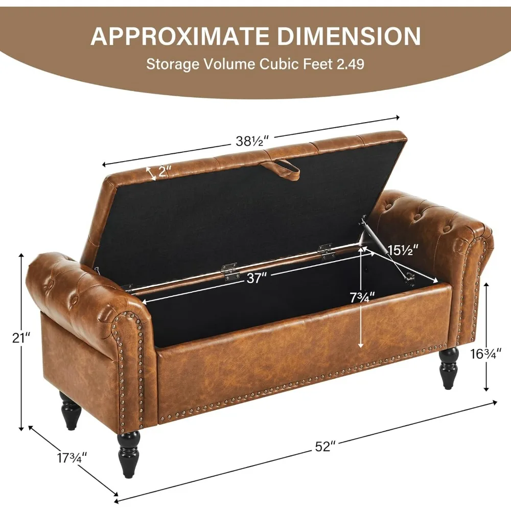 مسند تخزين لغرفة النوم مع تنجيد من الجلد الصناعي، نهاية مقعد السرير لغرفة المعيشة وغرف النوم #2