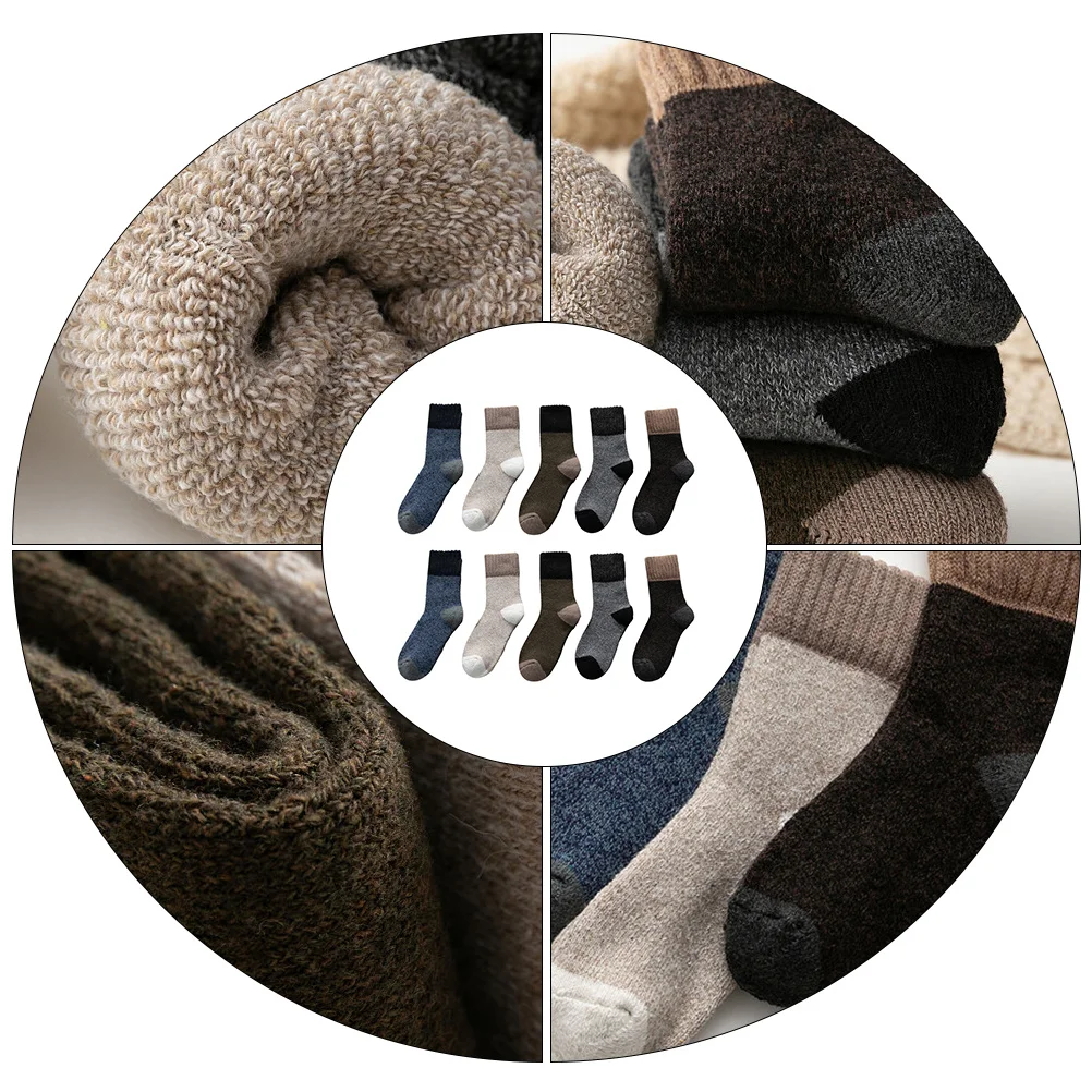 5 أزواج من الجوارب الدفئة للرجال جوارب شتوية ناعمة قابلة للتنفس للمشي لمسافات طويلة والسفر والرياضة وإكسسوارات الأحذية المريحة بألوان مختلطة
