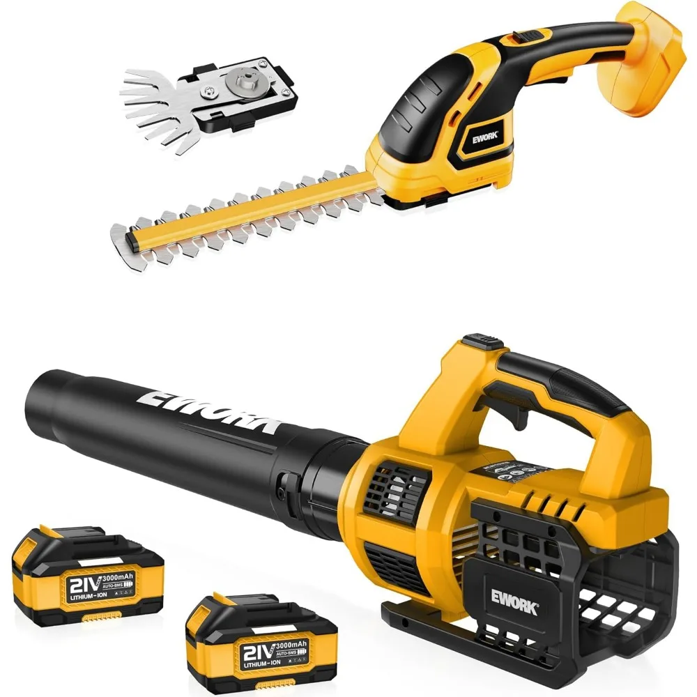 

Cordless Leaf Blower and Hedge Trimmer Combo with 2 x 3.0Ah Batteries, Fast Charger, Electric Leaf Blowers for Lawn Care, 2-in-