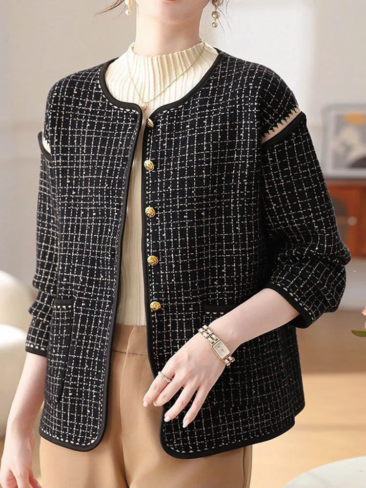 Herbst Winter Lose Outer Frauen Casual Oansatz Einreiher Gestrickte Jacken Koreanische Mode Langarm Chaquetas Blusas Neue