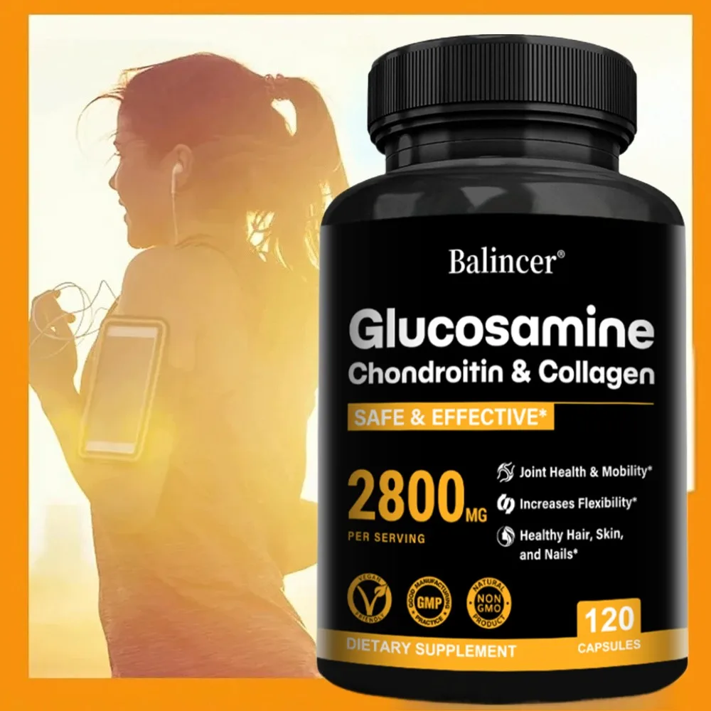 

Glucosamine Chondroitin with MSM for Bone, Hair, Skin, Nail, Absorption Calcium, Immune System Support Supplement