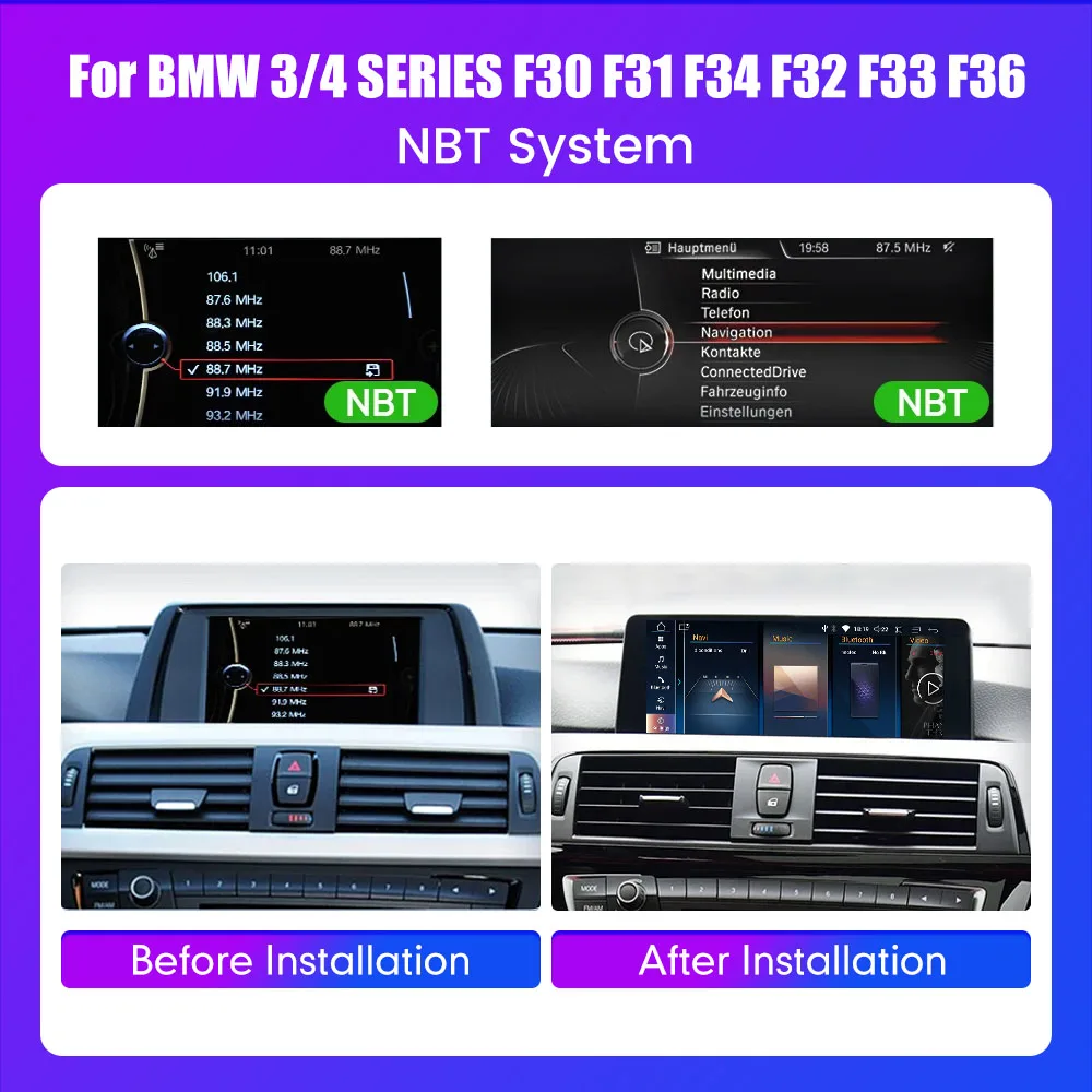 10.25 Inch Android Car Radio For BMW 3 4 Series F30 F31 F32 F33 F34 F36 2013-17 NBT System GPS Navigation Multimedia Player CP
